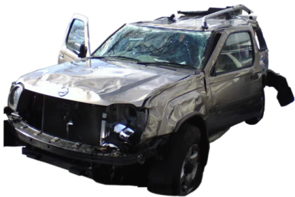 Crashed Silver SUV PNG Transparent Background