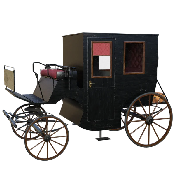 Vintage Black Horse Carriage PNG Transparent