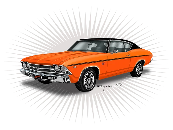 Orange Classic Muscle Car PNG Transparent Background
