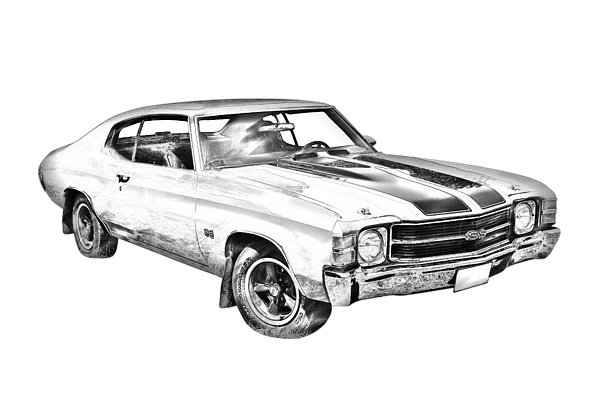 Classic Muscle Car Sketch PNG Transparent Background