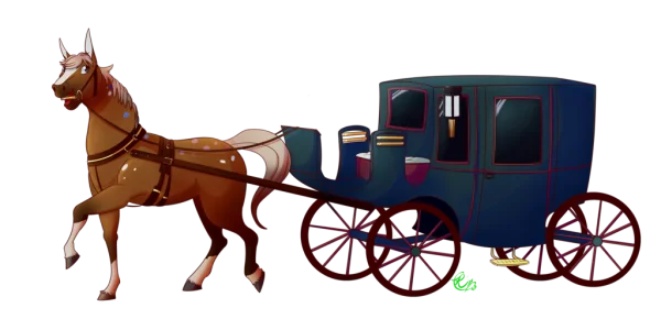 Cartoon Horse and Elegant Carriage PNG Transparent Background