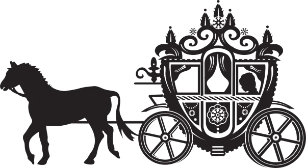 Ornate Horse Drawn Carriage Silhouette PNG Transparent Background