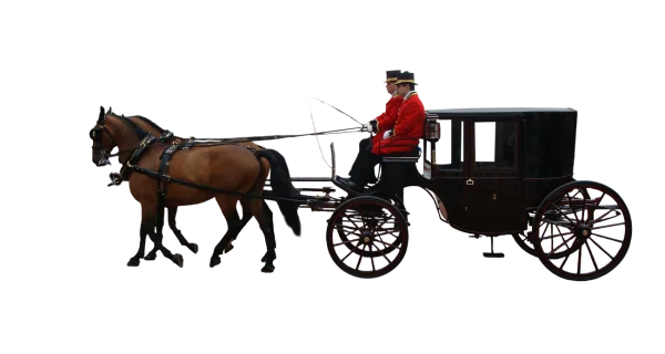 Elegant Horse Drawn Carriage with Coachmen PNG