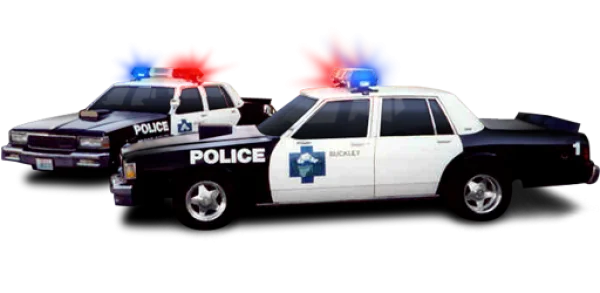 Two Police Cars with Sirens PNG Transparent Background