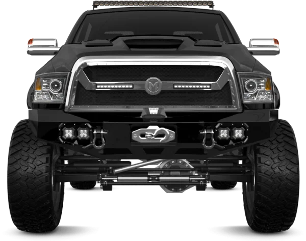 Aggressive Black Modified Pickup Truck Front View PNG