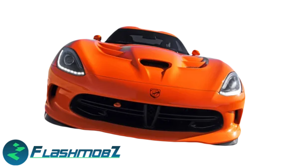 Vibrant Orange Dodge Viper Front View PNG