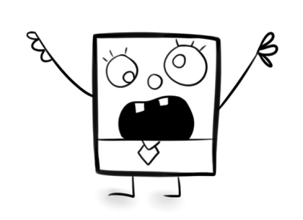 Cartoon Shocked Square Face PNG Transparent Background