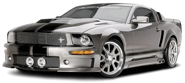 Metallic Grey Ford Mustang Sports Car PNG