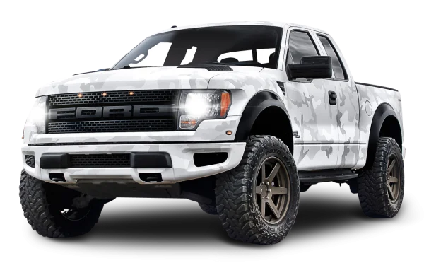 Ford F-150 Raptor White Camo Truck PNG Transparent
