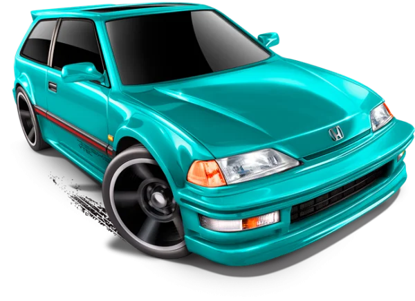 Teal Honda Civic EF Hatchback PNG Transparent