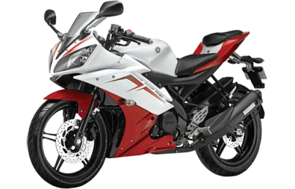 White and Red Yamaha R15 Sportbike PNG Transparent Background