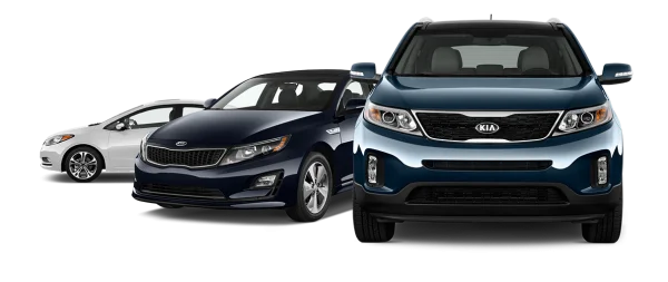 Three Kia Cars Collection PNG Transparent