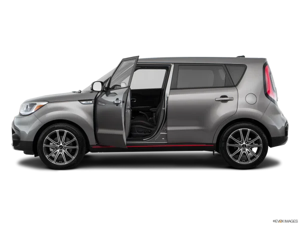 Gray Kia Soul Car with Open Front Door PNG