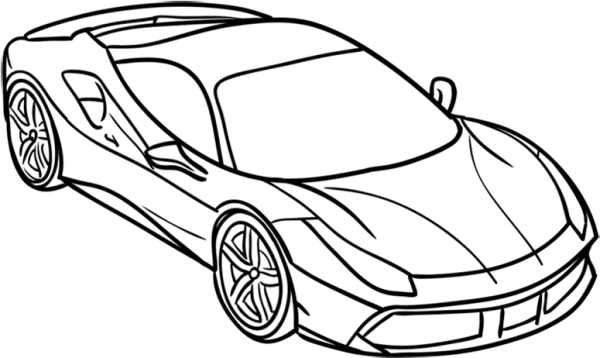 Sports Car Outline Drawing PNG Transparent
