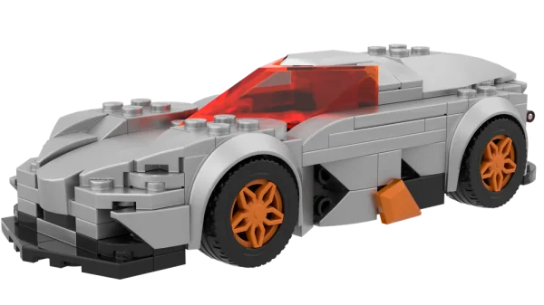 Grey and Orange Lego Toy Car PNG Transparent Background