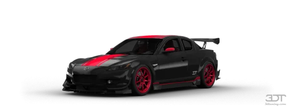 Black Mazda RX-8 Sports Car with Red Stripes PNG Transparent