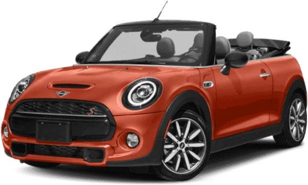 Orange Mini Cooper Convertible Car PNG Transparent