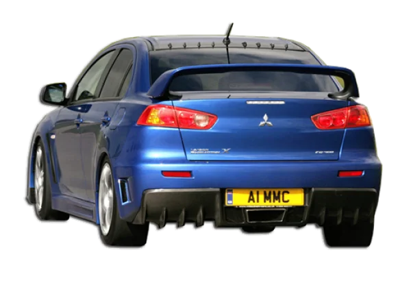 Blue Mitsubishi Lancer Evolution X Rear View PNG