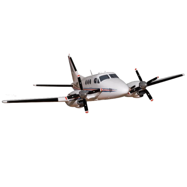 White Twin Engine Propeller Airplane PNG