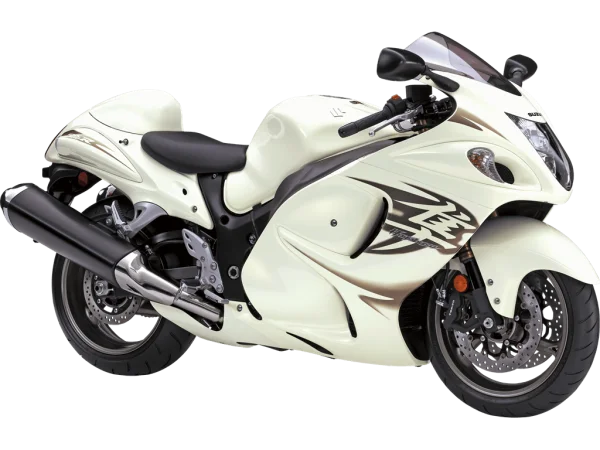 White Suzuki Hayabusa Motorcycle PNG Transparent Background