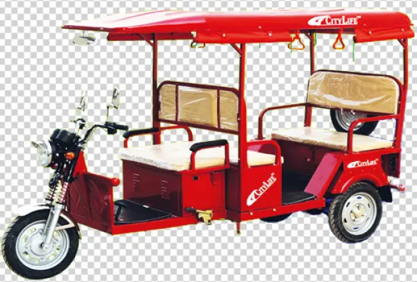 CityLife Red Electric Rickshaw PNG Transparent Background
