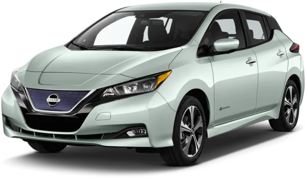 Light Green Nissan Leaf EV Car PNG Transparent Background