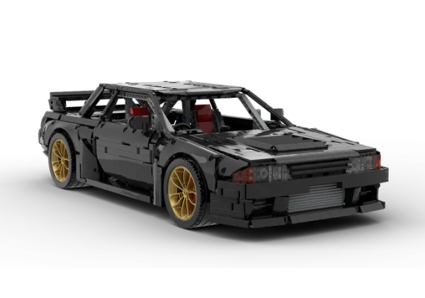 Black Lego Sports Car with Gold Wheels PNG