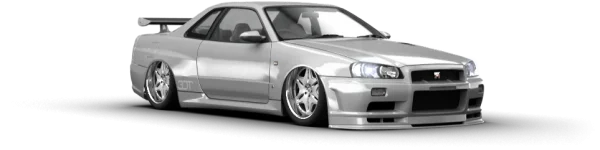 Silver Nissan Skyline GT-R R34 PNG Transparent Background