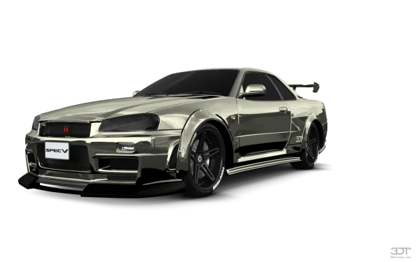 Chrome Nissan GT-R R34 Spec V PNG Transparent
