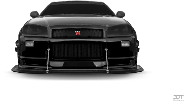 Black Nissan GT-R Front View PNG Transparent Background