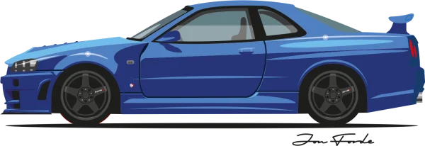 Blue Nissan Skyline GT-R R34 Car PNG Transparent