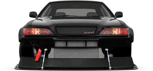 Aggressive Black Modified JDM Car Front View PNG