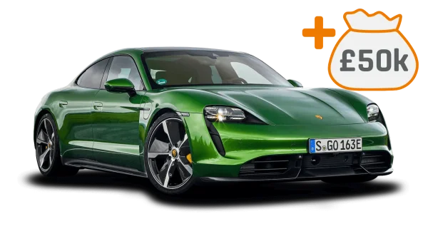Green Porsche Taycan with 50k Money Bag PNG