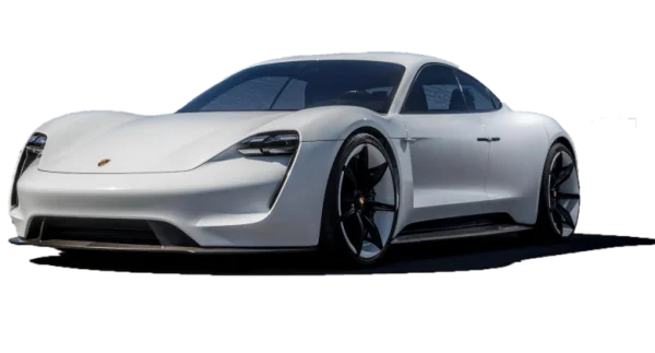 White Porsche Taycan Electric Car PNG Transparent Background