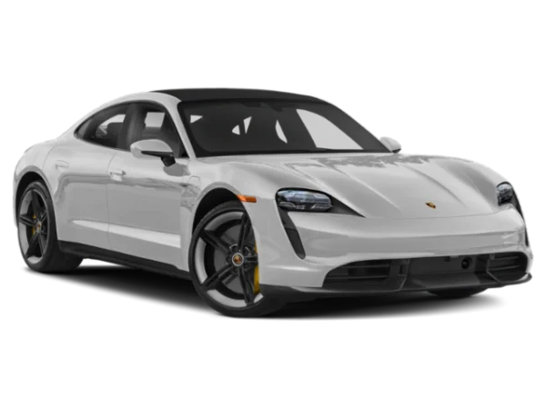 White Porsche Taycan Electric Car PNG Transparent Background