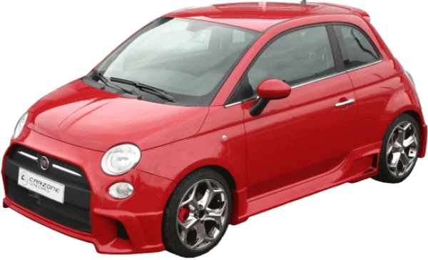 Red Modified Fiat 500 Car PNG Transparent Background
