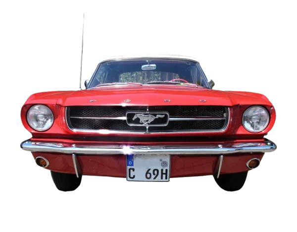 Red Vintage Ford Mustang Front View PNG Transparent Background