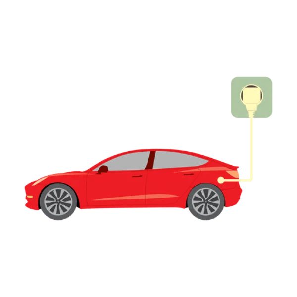 Red Electric Car Charging PNG