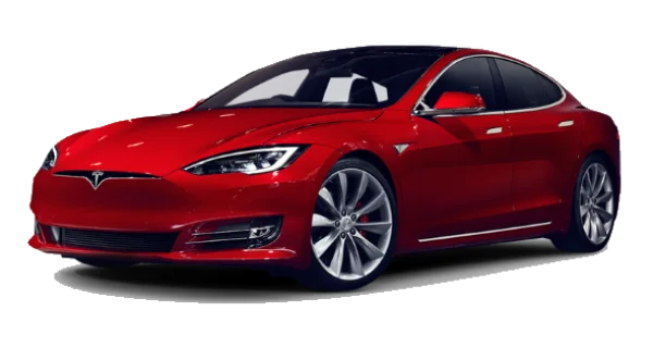 Red Tesla Model S Car PNG Transparent Background