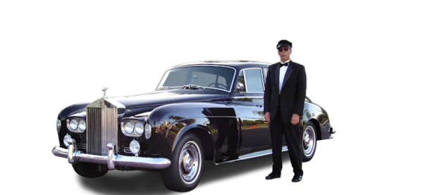Vintage Rolls Royce with Chauffeur PNG Transparent