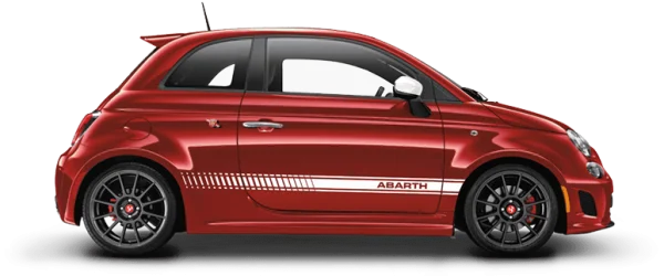 Red Abarth Car with White Stripes PNG Transparent Background