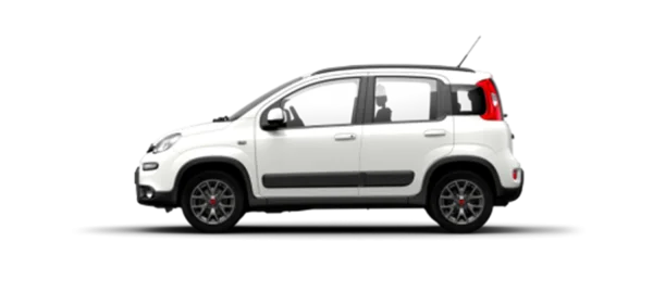 White Fiat Panda Car Side View PNG Transparent Background