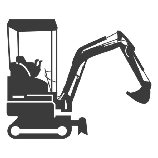Mini Excavator Silhouette PNG Transparent Background