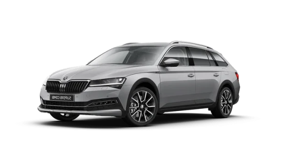 Silver Skoda Superb Combi Car PNG Transparent Background