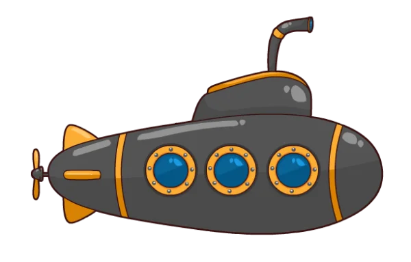 Cartoon Submarine PNG Transparent Background