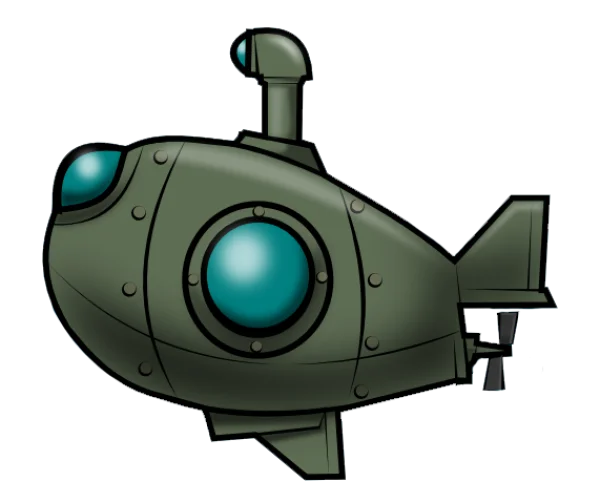 Cartoon Submarine PNG Transparent Background