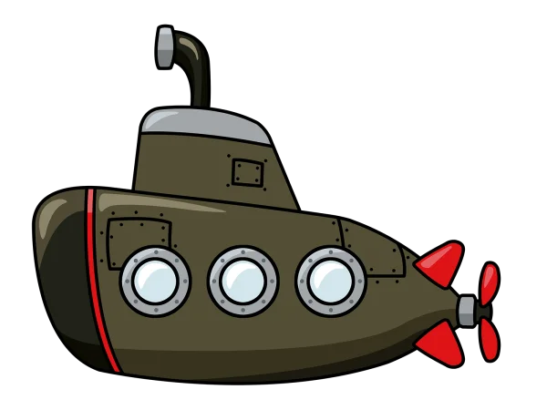Cartoon Submarine PNG Transparent Background