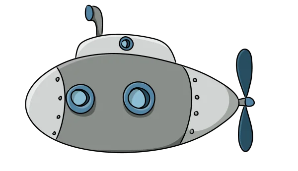 Cute Cartoon Submarine PNG Transparent Background