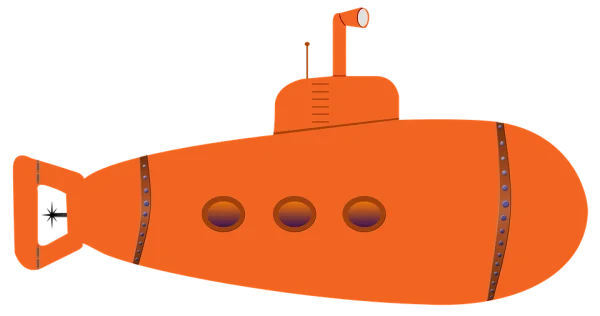 Orange Cartoon Submarine PNG Transparent Background