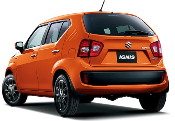 Orange Suzuki Ignis Car Rear View PNG Transparent Background